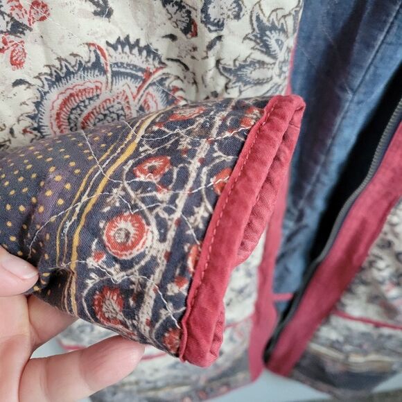 FREE PEOPLE reversible BELARIO QUILTED COTTON FALL ZIP JACKET COAT MEDIUM M L XL - Picture 7 of 14